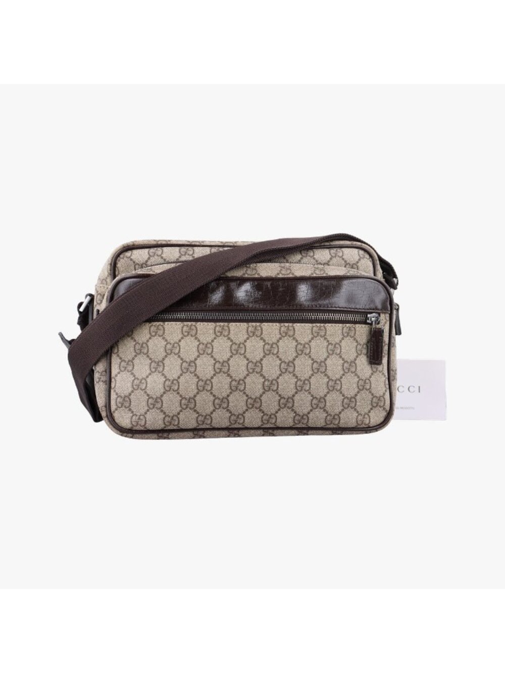 Gucci GG Plus Supreme Beige Brown Leather